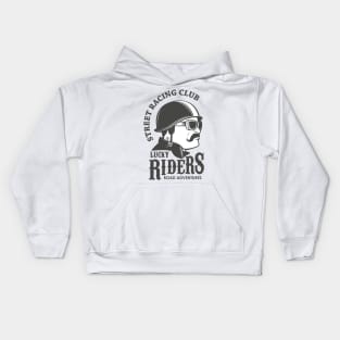 Street Racing Club Lucky Riders Road Adventures, Funny Vintage Cyclist Father's Day Gift Kids Hoodie